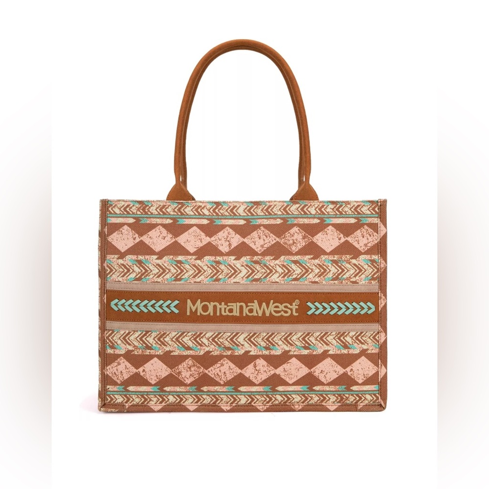 Montana West Brown and Turquoise Tote Bag
